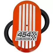 Big Block 454 Cubic Inches, 15" Oval Air Cleaner Kit, Billet Top, Orange - Ansen