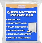 Queen Mattress Bags for Moving & Storage - Heavy Duty Thick 4mil Reusable Bag Mattresses Covering, Waterproof Plastic Perfect Bed Fit - Clear, 100 × 64 x 15 Inches