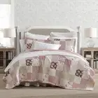 - Twin Quilt Set, Reversible Cotton Bedding with Matching Sham, Patchwork Inspir