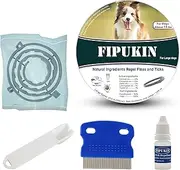 Fipukin Natural and Safe Flea and Tick Collar for Large Dogs, Waterproof, One Size Fits All, Free Comb and Tick Removal Tool, Prevention Treatment Drop, Charity! (1-Pack).