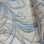 "Light Blue Spiral Jacquard Brocade Fabric with Gold Metallic – 60 Inches Wide,