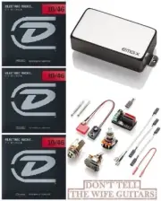 EMG HAX CHROME ALNICO HUMBUCKER SIZED SINGLE COIL PICKUP ( 3 SETS OF STRINGS )