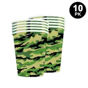 Camouflage Print Army Theme 250ml 9 OZ Paper Cups 10PK - Kids Birthday Party Tableware