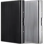 [HJZHII] 2PCS Metal RFID Credit Card Holder, Stainless Steel RFID Blocking Case Credit Cards Protector Holder Metal Wallet 6 Card Slots for Men Women, Silver, Black, Elegant, Business, Simple