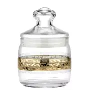 20 oz Condiment Kitchen Canister with Gold Ornament Food Storage Glass Jar