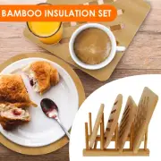 4Pcs Bamboo Trivet Mat Heat Resistant Trivet Hot Pads Natural Bamboo Wood lebBC