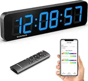 15.2" Large Digital Wall Clock with App & Remote Control, Customizable RGB Colors, 10 Alarms, Stopwatch, Countdown, Timer Clock for Home Gym Living Room Office Garage Decor