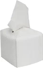 Leather Tissue Box Cover, Decorative Quilted Pattern,White