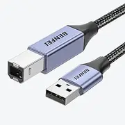 BENFEI USB Printer Cable, 6.6FT/2 Meter USB A to USB B Cable for HP, Canon, Brother, Dell, Epson, Lexmark, Xerox, Grey