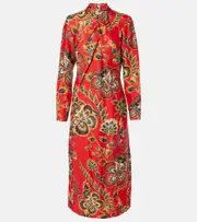 [Farm Rio] Farm Rio Draped floral midi dress AU 14 red