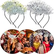 JeVenis 4 PCS Silver Stars Headband Happy New Year 2025 Party Supplies - Eve Party Headband, Hat, and Photo Booth Props