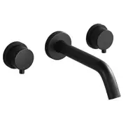 Bathroom Faucet-Double Handle Wall Mount Brass Basin Mixer and Matte Black