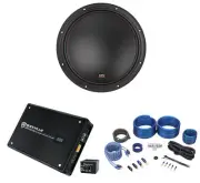 MTX 7512-22 12" 1500 Watt Car Audio Subwoofer DVC 2-ohm+Mono Amplifier+Amp Kit