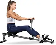 YSSOA Rowing Machine Rower Ergometer, with 12 Levels of Adjustable Resistance, Digital Monitor and 260 lbs of Maximum Load Black