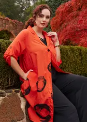 [TS] Taking Shape Borderline Natural Duster Size 20 in Spicy Orange - Plus Size Women's Clothing Spicy Orange