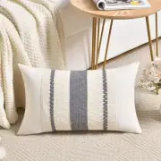 Set of 1 Neutral Grey Farmhouse Lumbar Decorative Throw Pillow Covers 12x20