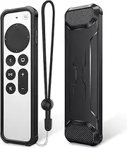 Fintie Protective Case for Apple TV Siri Remote 2021 2022 - Soft TPU Lightweight Anti Slip Shockproof Cover for for Apple TV 4K / HD Siri Remote Controller (2nd Gen / 3rd Gen), Black