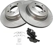 TRQ Rear Brake Pad & Rotor Kit Brake Pads Brake Rotor Ceramic Compatible with 2013-2014 BMW X1
