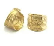 Flower Spoon Ring Adjustable Raw Brass (18mm 8US inner size ) 961