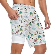 [ZZXXB] Polar Bear Penguin Athletic Shorts for Men with Pockets 2 in 1 Quick Dry Running Shorts S-3XL