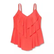 Aqua Green Women's Plus Size 3X Coral Tiered Tankini TOP Adjustable Straps