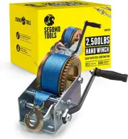 Heavy Duty 2500 Pound Manual Hand Winch, Two Way Ratchet Winch with 32.2 Foot