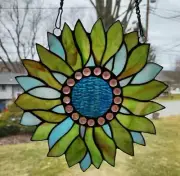 11" Tiffany Style Stained Glass Floral Flower Window Panel Suncatcher