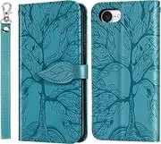 for iPhone 16e Case PU Leather Folio Flip Cover with Card Slots, Magnetic Wallet Phone Case for iPhone 16e - Blue