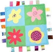 ANDRESLAD 1Pc Security Comforter Blanket with Colorful Tag Plush Soothing Towel for Boy Girl Sensory Experience Skin Friendly Materials for Strollers and Carriers