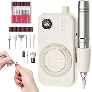 Electric Nail Drill Set, Portable Nail Drill Kit Rechargeable 35000 RPM, Professional Cordless with 6 Accessories, gearless Shifting, Low Noise, Perfect for DIY Homes or Salon Mani-Pedis