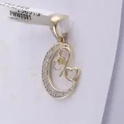 10k Yellow Gold Round Diamond Crescent Moon Heart Pendant 1/10 Cttw