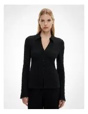 [Witchery] Textured Jersey Polo Top in Black