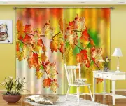 3D Maple Leaf 4 Blockout Photo Curtain Printing Curtains Drapes Fabric Window AU