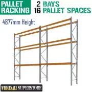 PALLET RACKING - 2 Bays 4877mmH - Dexion Compatible Storage HEAVY DUTY shelving