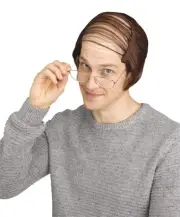 BROWN COMB OVER BALDING OLD MAN GRANDPA WIG HALLOWEEN COSTUME ACCESSORY FW8599BN