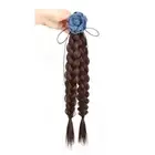 Denim Rose Braided Ponytail Wig Hair Band Wig Twist Braids Women
