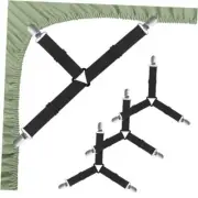 Bed Sheet Straps Fitted for Mattress - Adjustable Elastic Fasteners with Black