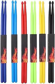GUDAJIN 6 pairs of 5A nylon drumsticks, multi-color plastic practice drumsticks, percussion accessories for musical instrument percussion, practice, performance, relaxation