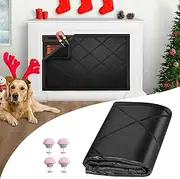 Magnetic Fireplace Draft Cover - Heat Loss Blocker Blanket With 12 Magnets for Iron Frame, Indoor Draft Stopper, Insulation Blanket Black 36" W x 36" H