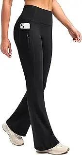 [SANTINY] SANTlNY Fleece Lined Flare Leggings Women 28.5/30.5/32 Water Resistant Winter Bell Bottom Hiking Yoga Pants with Pockets