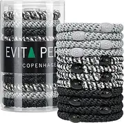 EVITA PERONI Hair Ties 12 Pcs Set, High Elastic Ponytail Holders, Hair Ties No Damage for Thick Curly Hair Women Men, Mothers Day Gifts (Black, Gray)