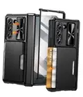 for Galaxy Z Fold 6 Case with Card Holder Wallet & Slide Camera Cover & Black