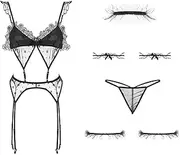 [JINZIJINYU] Sexy Teddy Lingerie Sexy Mesh Perspective Three Hot Binding Temptation Uniform Suit