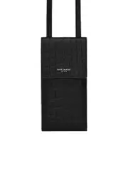 Saint Laurent Phone Pouch with Strap in Crocodile Embossed Leather