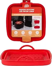 [Cook Easy] Square Silicone Air Fryer Liners, Collapsible Air Fryer Basket, Reusable Trays Pot Baking Oven Tray, Air Fryer Pad, Replacement of Flammable Parchment Liner Paper (2 Pack, Square)