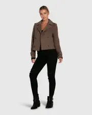 [Belle & Bloom] Better Off Wool Blend Military Peacoat - Walnut