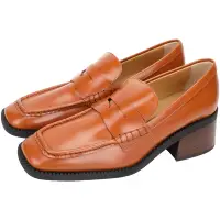 在飛比找Yahoo奇摩購物中心優惠-TOD’S 木紋低跟方頭小牛皮樂褔鞋(棕色)