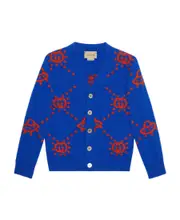 Gucci Kids Interlocking G V-Neck Long-Sleeved Cardigan 12Y,10Y Blue