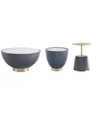 Manhattan Comfort Modern Upholstered Anderson Coffee Table with Anderson 1 & 2 End Tables