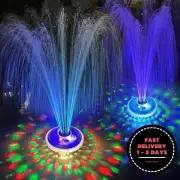 Fuente flotante con luces subacuáticas, bomba recargable para exteriores